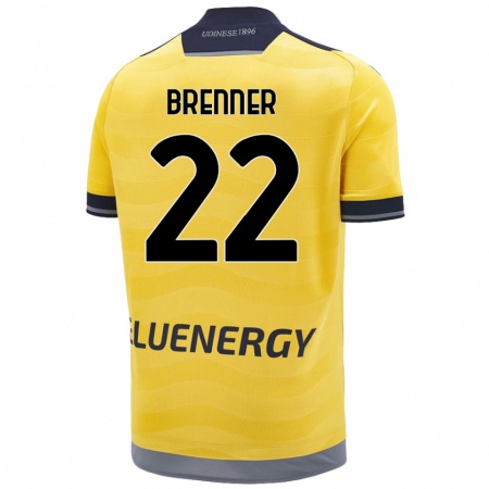 Kandiny Hombre Camiseta Brenner #22 Dorado 2ª Equipación 2024/25 La Camisa Chile