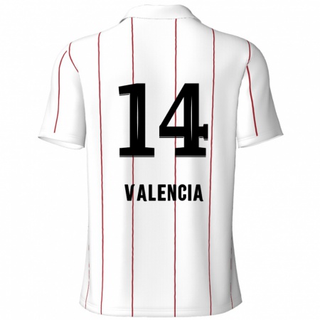 Kandiny Hombre Camiseta Anthony Valencia #14 Blanco Negro 2ª Equipación 2024/25 La Camisa Chile