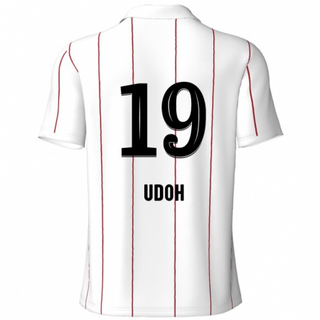 Kandiny Hombre Camiseta Victor Udoh #19 Blanco Negro 2ª Equipación 2024/25 La Camisa Chile