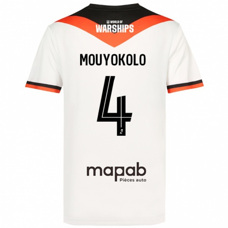 Kandiny Hombre Camiseta Loris Mouyokolo #4 Blanco 2ª Equipación 2024/25 La Camisa Chile