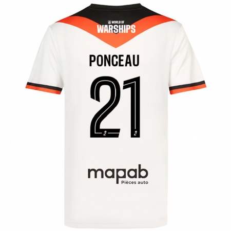 Kandiny Hombre Camiseta Julien Ponceau #21 Blanco 2ª Equipación 2024/25 La Camisa Chile