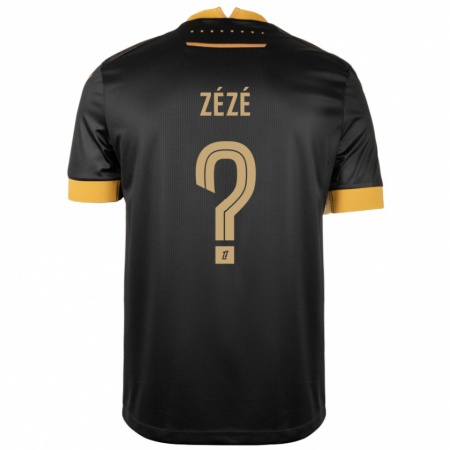 Kandiny Hombre Camiseta Yanel Zézé #0 Negro Marrón 2ª Equipación 2024/25 La Camisa Chile