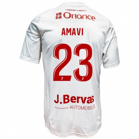 Kandiny Hombre Camiseta Jordan Amavi #23 Blanco Rojo 2ª Equipación 2024/25 La Camisa Chile