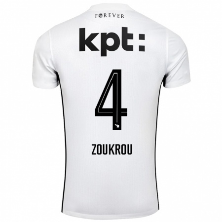 Kandiny Hombre Camiseta Tanguy Zoukrou #4 Blanco Negro 2ª Equipación 2024/25 La Camisa Chile