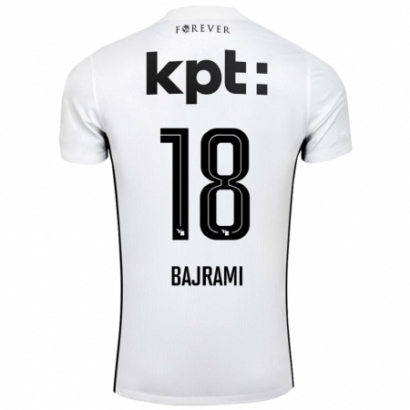 Kandiny Hombre Camiseta Ardian Bajrami #18 Blanco Negro 2ª Equipación 2024/25 La Camisa Chile