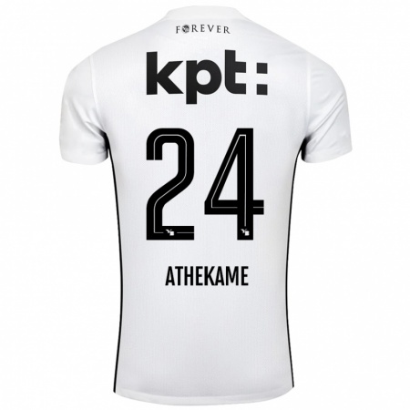 Kandiny Hombre Camiseta Zachary Athekame #24 Blanco Negro 2ª Equipación 2024/25 La Camisa Chile