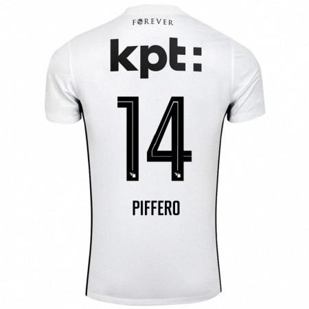 Kandiny Hombre Camiseta David Piffero #14 Blanco Negro 2ª Equipación 2024/25 La Camisa Chile