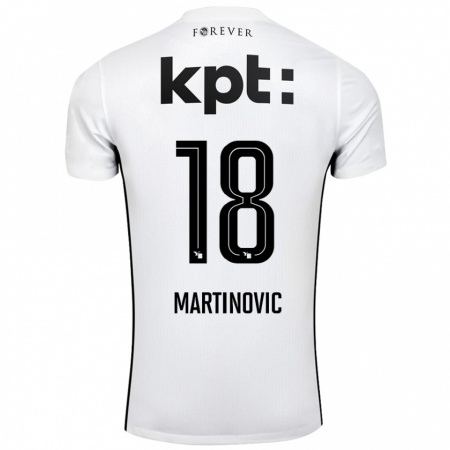 Kandiny Hombre Camiseta Denis Martinovic #18 Blanco Negro 2ª Equipación 2024/25 La Camisa Chile