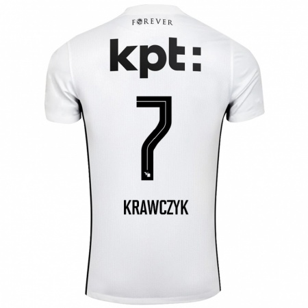 Kandiny Hombre Camiseta Caroline Krawczyk #7 Blanco Negro 2ª Equipación 2024/25 La Camisa Chile