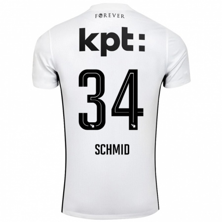 Kandiny Hombre Camiseta Céline Schmid #34 Blanco Negro 2ª Equipación 2024/25 La Camisa Chile