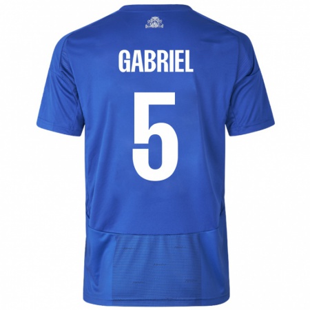 Kandiny Hombre Camiseta Gabriel Pereira #5 Blanco Azul 2ª Equipación 2024/25 La Camisa Chile