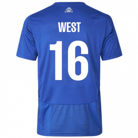 Kandiny Hombre Camiseta Liam West #16 Blanco Azul 2ª Equipación 2024/25 La Camisa Chile