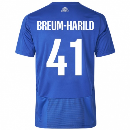 Kandiny Hombre Camiseta Tobias Breum-Harild #41 Blanco Azul 2ª Equipación 2024/25 La Camisa Chile