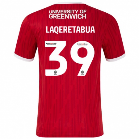 Kandiny Mujer Camiseta Josh Laqeretabua #39 Rojo Blanco 1ª Equipación 2024/25 La Camisa Chile