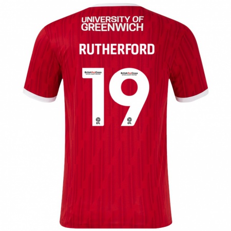 Kandiny Mujer Camiseta Ella Rutherford #19 Rojo Blanco 1ª Equipación 2024/25 La Camisa Chile