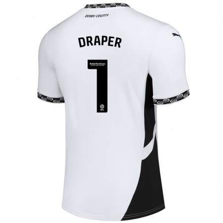 Kandiny Mujer Camiseta Anna Draper #1 Blanco Negro 1ª Equipación 2024/25 La Camisa Chile