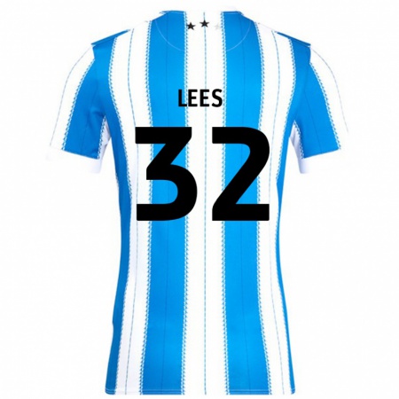 Kandiny Mujer Camiseta Tom Lees #32 Azul Blanco 1ª Equipación 2024/25 La Camisa Chile