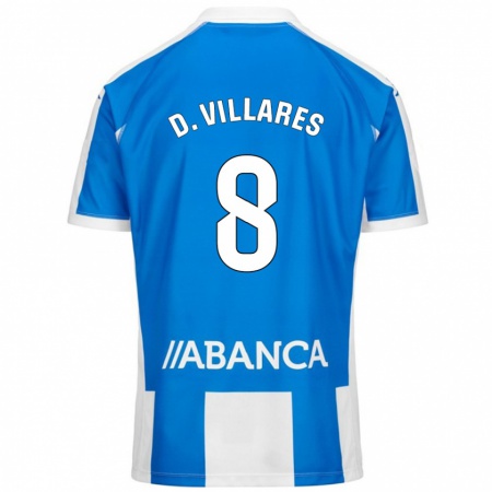 Kandiny Mujer Camiseta Diego Villares #8 Azul Blanco 1ª Equipación 2024/25 La Camisa Chile