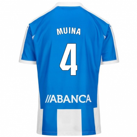 Kandiny Mujer Camiseta Henar Muiña #4 Azul Blanco 1ª Equipación 2024/25 La Camisa Chile