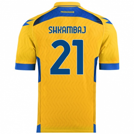 Kandiny Mujer Camiseta Ardit Shkambaj #21 Amarillo 1ª Equipación 2024/25 La Camisa Chile