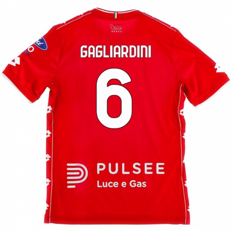 Kandiny Mujer Camiseta Roberto Gagliardini #6 Rojo Blanco 1ª Equipación 2024/25 La Camisa Chile