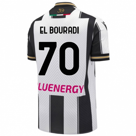 Kandiny Mujer Camiseta Walid El Bouradi #70 Blanco Negro 1ª Equipación 2024/25 La Camisa Chile