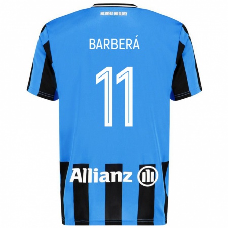 Kandiny Mujer Camiseta Víctor Barberá #11 Azul Cielo Negro 1ª Equipación 2024/25 La Camisa Chile