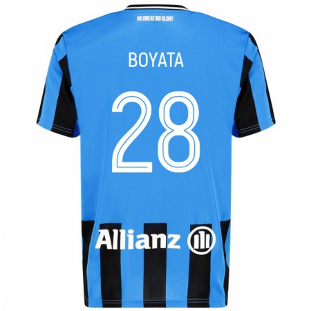 Kandiny Mujer Camiseta Dedryck Boyata #28 Azul Cielo Negro 1ª Equipación 2024/25 La Camisa Chile