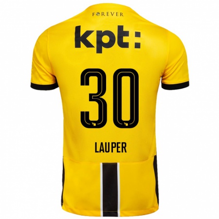 Kandiny Mujer Camiseta Sandro Lauper #30 Amarillo Negro 1ª Equipación 2024/25 La Camisa Chile