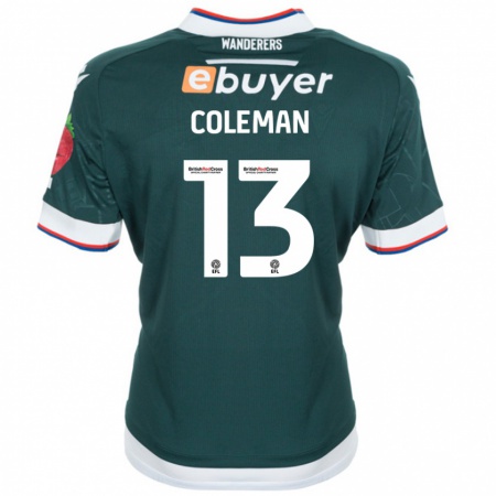 Kandiny Mujer Camiseta Joel Coleman #13 Verde Oscuro 2ª Equipación 2024/25 La Camisa Chile