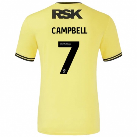 Kandiny Mujer Camiseta Tyreece Campbell #7 Amarillo Negro 2ª Equipación 2024/25 La Camisa Chile