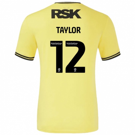 Kandiny Mujer Camiseta Terry Taylor #12 Amarillo Negro 2ª Equipación 2024/25 La Camisa Chile