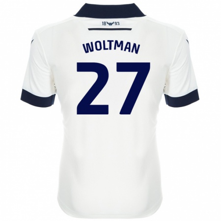 Kandiny Mujer Camiseta Max Woltman #27 Blanco Azul Marino 2ª Equipación 2024/25 La Camisa Chile