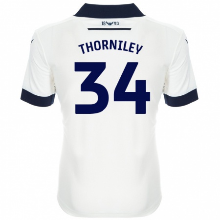 Kandiny Mujer Camiseta Jordan Thorniley #34 Blanco Azul Marino 2ª Equipación 2024/25 La Camisa Chile