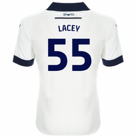 Kandiny Mujer Camiseta Aaron Lacey #55 Blanco Azul Marino 2ª Equipación 2024/25 La Camisa Chile