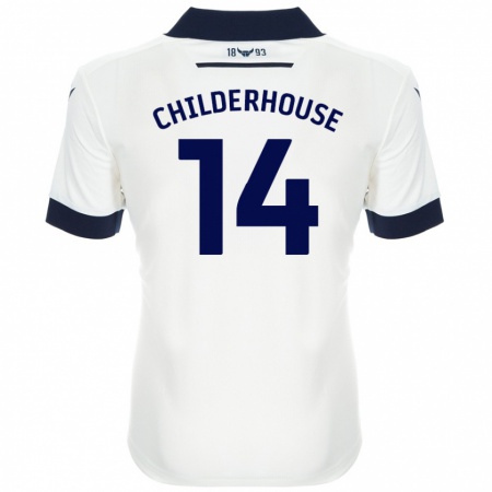 Kandiny Mujer Camiseta Molly Childerhouse #14 Blanco Azul Marino 2ª Equipación 2024/25 La Camisa Chile