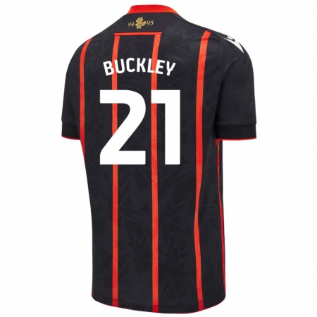 Kandiny Mujer Camiseta John Buckley #21 Negro Rojo 2ª Equipación 2024/25 La Camisa Chile