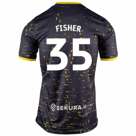 Kandiny Mujer Camiseta Kellen Fisher #35 Negro Amarillo 2ª Equipación 2024/25 La Camisa Chile