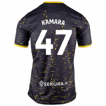 Kandiny Mujer Camiseta Abu Kamara #47 Negro Amarillo 2ª Equipación 2024/25 La Camisa Chile