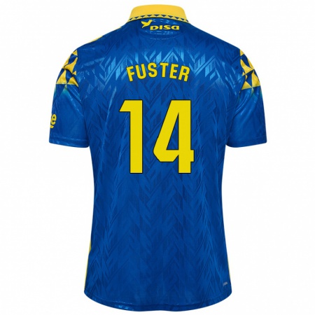 Kandiny Mujer Camiseta Manu Fuster #14 Azul Amarillo 2ª Equipación 2024/25 La Camisa Chile