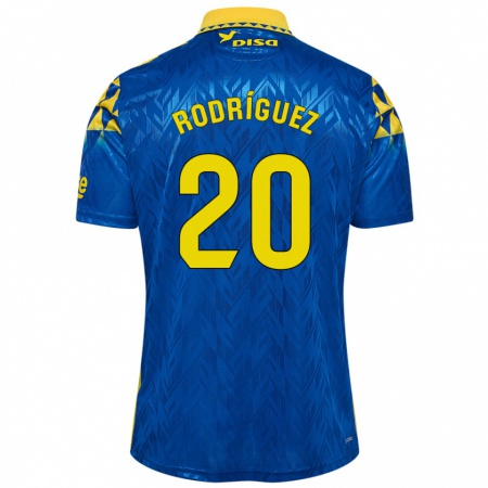 Kandiny Mujer Camiseta Kirian Rodríguez #20 Azul Amarillo 2ª Equipación 2024/25 La Camisa Chile