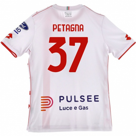 Kandiny Mujer Camiseta Andrea Petagna #37 Blanco Rojo 2ª Equipación 2024/25 La Camisa Chile