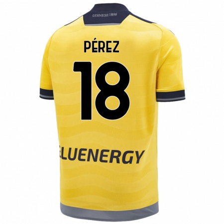 Kandiny Mujer Camiseta Nehuén Pérez #18 Dorado 2ª Equipación 2024/25 La Camisa Chile