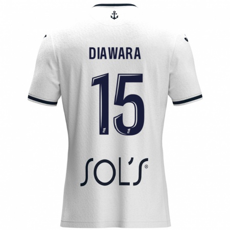 Kandiny Mujer Camiseta Kandet Diawara #15 Blanco Azul Oscuro 2ª Equipación 2024/25 La Camisa Chile