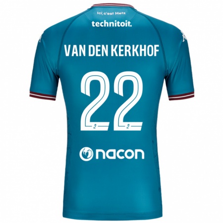 Kandiny Mujer Camiseta Kevin Van Den Kerkhof #22 Azul Petróleo 2ª Equipación 2024/25 La Camisa Chile