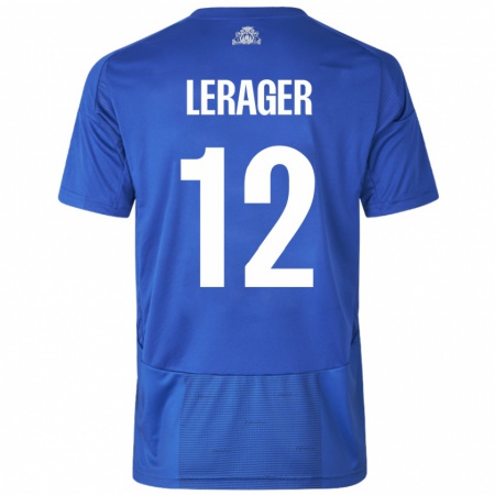 Kandiny Mujer Camiseta Lukas Lerager #12 Blanco Azul 2ª Equipación 2024/25 La Camisa Chile