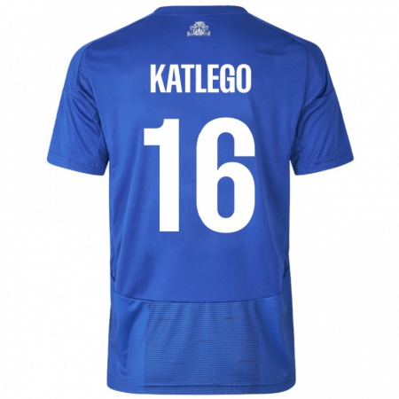 Kandiny Mujer Camiseta David Katlego #16 Blanco Azul 2ª Equipación 2024/25 La Camisa Chile