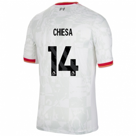 Kandiny Niño Camiseta Federico Chiesa #14 Blanco Rojo Negro Equipación Tercera 2024/25 La Camisa Chile