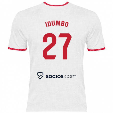 Kandiny Niño Camiseta Stanis Idumbo Muzambo #27 Blanco Rojo 1ª Equipación 2024/25 La Camisa Chile