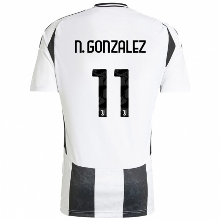 Kandiny Niño Camiseta Nico González #11 Blanco Negro 1ª Equipación 2024/25 La Camisa Chile